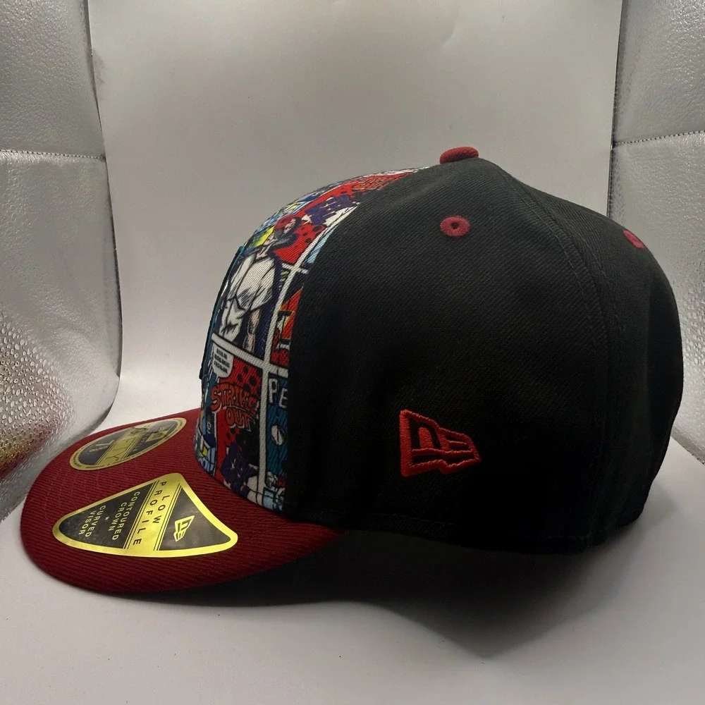 New Era Arizona Diamondbacks 59FIFTY Low Profile Comic Print Hat 7 5/8 Black Red